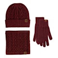 Miniatyrbild 1 av 9: Handskar Mössa Halsduk Tredelat Set Pekskärm plus Sammet Varm Yllemössa Tredelat Set Wine red three-piece set