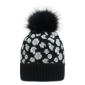 Miniatyrbilde 3 av 8: Høst og Vinter Strikket Lue Dame Leopardtrykk Ullstrikket Lue Moderne Varm Stor Pelsdusk Lue Pink