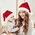 Miniatyrbilde 4 av 6: Spot Vinter Pelsball Mamma Baby Strikket Lue Ny Jul Varm Lue Red parent-child Average size