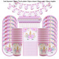 Pikkukuva 7 / 11: Yksisarvisen kertakäyttöastiat Yksisarvisjuhlatarvikkeet Paperilautaset Mukit Servetit Yksisarvisen syntymäpäiväjuhlakoristeet Babyshower Tyttö Number3 Set
