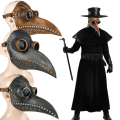 Miniatyrbilde 5 av 10: Morsom Latex Steampunk Pestedoktor Fuglemaske Cosplay Lang Nese Halloween Maskerade Kostyme Rekvisitter full gold