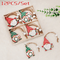 Pikkukuva 1 / 11: 9/12 kpl Joulutonttu Puinen Riipus Enkeli Joulupukki Joulukuusen Riipukset Koristeet Navidad Hyvää Uutta Vuotta 2024 C-04 (12-piece set)