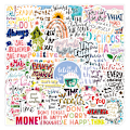 Miniatyrbild 2 av 11: 50 st Ej Upprepande Zhang Inspirerande Korta Meningar Graffiti Stickers Vattentäta Bagage Notebook Stickers Valentine's Day-50PCs