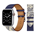 Miniatyrbilde 1 av 11: Lærreim for Apple Watch-reim 44mm 45mm 42mm 41mm 40mm 38mm Single tour klokkereim armbånd iWatch serie 3 4 5 6 SE 7 reim 12 Ink Blue Marl For 42mm 44mm 45mm