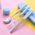 Miniatyrbilde 3 av 11: Kattpote Servisesett Keramisk Rustfritt Stål Bestikk Spisepinner Skje Gaffel Bærbart Servisesett Green Cat's Paw spoon Fork