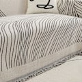 Miniatyrbild 2 av 7: Universellt Dubbelsidigt Chenille Norr Halkfritt Heltäckande Universellt Sofföverdrag Heltäckande Överdrag Coffee color line cover cloth 180*130