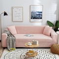 Miniatyrbild 1 av 11: Enfärgad Universal Sofföverdrag för Alla Årstider, Nordisk Trendig Stickad Stretch Allomfattande Sofföverdrag Dammtät Soffkudde Lotus Pink M [double length within 145-185cm]]