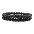 Miniatyrbillede 7 af 11: Distance Armbånd Til Kvinder Par Armbånd Klassisk 6mm Naturlig Sort Mat Blå Turkiser Perlearmbånd Herre Smykker Black Matte-2