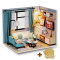 Miniatyrbild 9 av 10: Cutebee DIY Dockhus Kit Med Möbler LED-lampor DIY Miniatyr Byggnad Litet Hus Träleksaker för Barn Vuxna As  photo QT33B