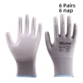 Miniatyrbillede 7 af 8: 6 Par GMG CE EN388 Røde Polyester Sorte PU Arbejdssikkerhedshandsker Have Byggeindustri Mekaniker Arbejdshandsker Black XL