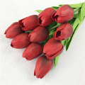 Miniatyrbilde 1 av 11: 10 stk. kunstige blomster hagetulipaner ekte berøringsblomster tulipanbukett dekor Mariage for hjemmebryllupsdekorasjoner falsk blomst K-Wine red tulip