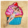 Miniatyrbild 11 av 11: Strandhandduk Donut Rund Picknickmatta Trendig Pizza Hamburgare Frukt 150*150cm Mikrofiber Tapestry Badfilt Hamburger