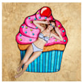 Miniatyrbillede 11 af 11: Badehåndklæde Donut Rundt Picnictæppe Moderne Pizza Hamburger Frugt 150*150cm Mikrofiber Tapestry Badetæppe 2PCS