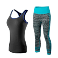 Miniatyrbilde 6 av 11: Yoga Sett Sports Løping Gym Treningssett Klær treningsøkt fitness kvinner 2001black5081pink XL