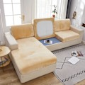 Miniatyrbild 10 av 11: Tjockt Sammet Sofföverdrag Enfärgat Soffkuddsöverdrag Elastiskt Överdrag Allomfattande Sofföverdrag Matsal light grey Backrest cover