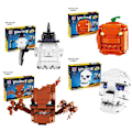 Miniatyrbillede 1 af 8: Glædelig Halloween Græskar Lysende Hytte Klods Sæt Kreative Græskar Spøgelser Festhuse Model Byggeklodser Børn Drenge Legetøj Gaver Four sets with box