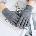 Miniatyrbild 9 av 11: Cashmere Stickade Damhandskar Vinter Cashmere Stickade Dam Höst Vinter Varma Tjocka Handskar Pekskärm Skidhandskar Red One Size