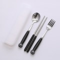 Miniatyrbilde 5 av 11: Kattpote Servisesett Keramisk Rustfritt Stål Bestikk Spisepinner Skje Gaffel Bærbart Servisesett Green Cat's Paw spoon chopsticks