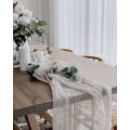 Pikkukuva 6 / 11: Juustokangas Pöytäliina, Harso Pöytätabletti, Puoliksi Läpinäkyvä Persoonallinen Retro Boho Ruokailu Vintage Häät Sisustus Illallispöytäliina 90x180cm hazelnut