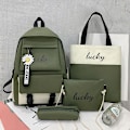Miniatyrbillede 11 af 11: Canvas Piger Mode Skoletaske Stor Kapacitet Studerende Koreansk Rygsæk All-match Multifunktionelt 4-delt Sæt Bolsa Sac A Dos 1 piece gray