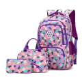 Miniatyrbillede 3 af 11: Skolesætsrygsæk Vandtæt Nylon Geometrisk Teenager Piger Drenge Primær Børn Skoletasker Skoletaske Stor Kapacitet Mochila Rose Red 1 Set
