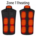Miniatyrbilde 1 av 11: Menn USB Infrarød 11 Varmeområder Vest Jakke Menn Vinter Elektrisk Oppvarmet Vest Vattert For Sport Fotturer Overdimensjonert 5XL 11 areas black 5XL