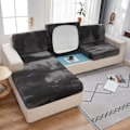 Miniatyrbild 1 av 11: Sammetsofföverdrag för vardagsrum Plysch Kuddfodral Tjock Jacquard Enfärgad Mjuk Stretch Sofföverdrag Möbelskydd Dark Gray Plus S-1pc