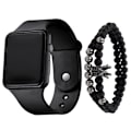Miniatyrbild 3 av 6: 3 st/set Herr Mode Enkel LED Silikon Elektronisk Klocka Armband Set Rose gold shell White Belt