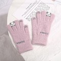 Miniatyrbild 9 av 10: Wecute Barnhandskar Vuxen Kawaii Köldskydd Nya Vinter Plyschhandskar Stretch Stickad Pekskärm Förtjockad Fleece Ridhandskar Gray