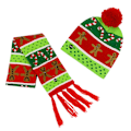 Pikkukuva 3 / 7: Talvinen joulu -sarjan villapipo LED-valolla, lämmin neulottu hattu ja huivi -setti Christmas tree hat Adjustable