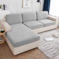 Miniatyrbild 5 av 7: Vattentätt överdrag 1/2/3/4 sitsars dyna Sofföverdrag Dammtätt Tättslutande Skydd Jacquard Plyschfiber för Vardagsrum Dark gray 1 SEATER