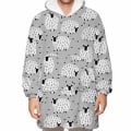 Miniatyrbild 3 av 11: Loalirando Oversized Hoodie Filt Fluffig Fleece Filt Hoodie för Kvinnor Män Barn Bärbar Filt med Huva och Stor Ficka Grey - Sheep One Size