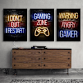 Miniatyrbilde 2 av 5: Sleep Game Repeat Veggkunst Plakat Trykk Lerret Maleri Bilde For Barn Gutter Rom Dekorativt Lekerom AC359-5 30X45cm Uten Ramme AC359-5 30X45cm Unframed