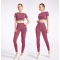 Pikkukuva 4 / 11: Joogasetti treeniurheiluvaatteet pitkähihainen crop-toppi korkeavyötäröiset leggingsit naisille 2E-Black S