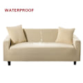 Miniatyrbild 1 av 11: Elastiskt Vattentätt Sofföverdrag Enfärgat Hög Stretch Överdrag Allomfattande Elastiskt Sofföverdrag Soffskydd för Vardagsrum Beige 3-seater 190-230cm