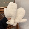 Miniatyrbillede 9 af 11: Bjørn Broderi Bløde Plys Handsker Kvinder Vinter Varme Tykke Fingerløse Vanter Piger Studenter Udendørs Varmer Gaver Håndbeskyttere ED One Size