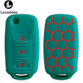 Miniatyrbilde 2 av 8: Silikon Fjernkontroll Bilnøkkel Deksel Nøkkelring for Touran Caravelle Polo Golf 6 Passat B5 for Skoda Fabia Octavia A5 black(green button)