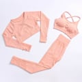 Miniatyrbilde 11 av 11: Yoga Sett Treningsklær Joggedress Høy Midje Bukser Sports-BH-er For Kvinner 3Pcs Set-Black S