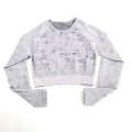 Miniatyrbild 10 av 11: Yoga Set Långärmad Crop Top T-shirt Leggings Träningsdräkt För Kvinnor 3pcs Gray Set S