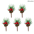 Miniatyrbild 10 av 11: 5 st Jul Röda Bär Konstgjord Blomma Tallkotte Gren Julgransdekorationer Ornament Presentförpackning Hem DIY Krans 5pcs white flower