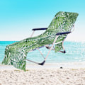 Miniatyrbillede 1 af 11: Tropiske Planter Mikrofiber Strandstol Betræk Håndklæde Med Lomme Udendørs Hurtigtørrende Bærbar Have Pool Loungestol Tæppe 27 73x210cm