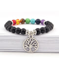 Miniatyrbilde 1 av 9: Naturstein 7 chakra energi Buddha perlearmbånd tigerøye stein Lapis Perlet livets tre Anheng fargerikt armbånd for kvinner Tree of life bangle
