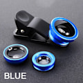 Miniatyrbillede 1 af 9: 3-i-1 Fisheye Vidvinkel Mikro Kameralinse til iPhone Xiaomi Redmi 3-I-1 Zoom Fiskeøje Linse på Smartphone Linser med Telefonklips Blue