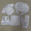 Pikkukuva 1 / 11: Joogasetit Saumaton Pitkähihainen Crop Top Korkeavyötäröiset Kuntosalileggingsit Naisille 5PcsSet-BlueGray L