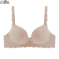 Pikkukuva 1 / 4: Naisten yksiosainen aaltomainen saumaton rintaliivi, plus-koko, push-up-bralette, kevyt ja hengittävä alusvaate Beige 32/70BC