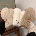 Miniatyrbillede 3 af 11: Bjørn Broderi Bløde Plys Handsker Kvinder Vinter Varme Tykke Fingerløse Vanter Piger Studenter Udendørs Varmer Gaver Håndbeskyttere DF One Size