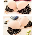 Miniatyrbillede 5 af 5: Blonde BH Sexet Push Up BH'er Til Kvinder Mode Kvinde Bøjle Blomster Bralette Samlende Messingiere Beige 32B