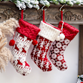 Pikkukuva 2 / 8: Uudet joulukoristeet Neulotut joulusukat Villalankasukat Punavalkoinen Hirvi Lahjakassi Lasten Lahjakassi Christmas knitted small tree socks