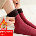 Pikkukuva 1 / 10: Paksut lämpimät pitkät sukat cashWinter naisten pitkät sukat lämpimät reisi korkeat sukat naisten polven yli sukat talviset lämpösukat Dark red One Size