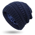 Miniatyrbild 8 av 8: Höst och Vinter Ins Ny Hatt Dam Skyddande Frisyr Varm Ull Stickad Satin Hatt 9 Färger #7 Green Average size